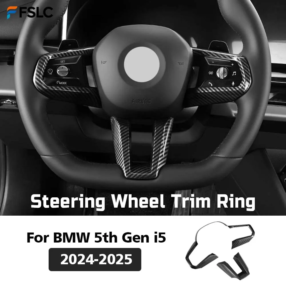 

⭐Genuine⭐ Carbon Fiber Steering Wheel Trim Ring For BMW 5th Gen i5 2024-2025 Protective Cover Car Decoration Upgrade