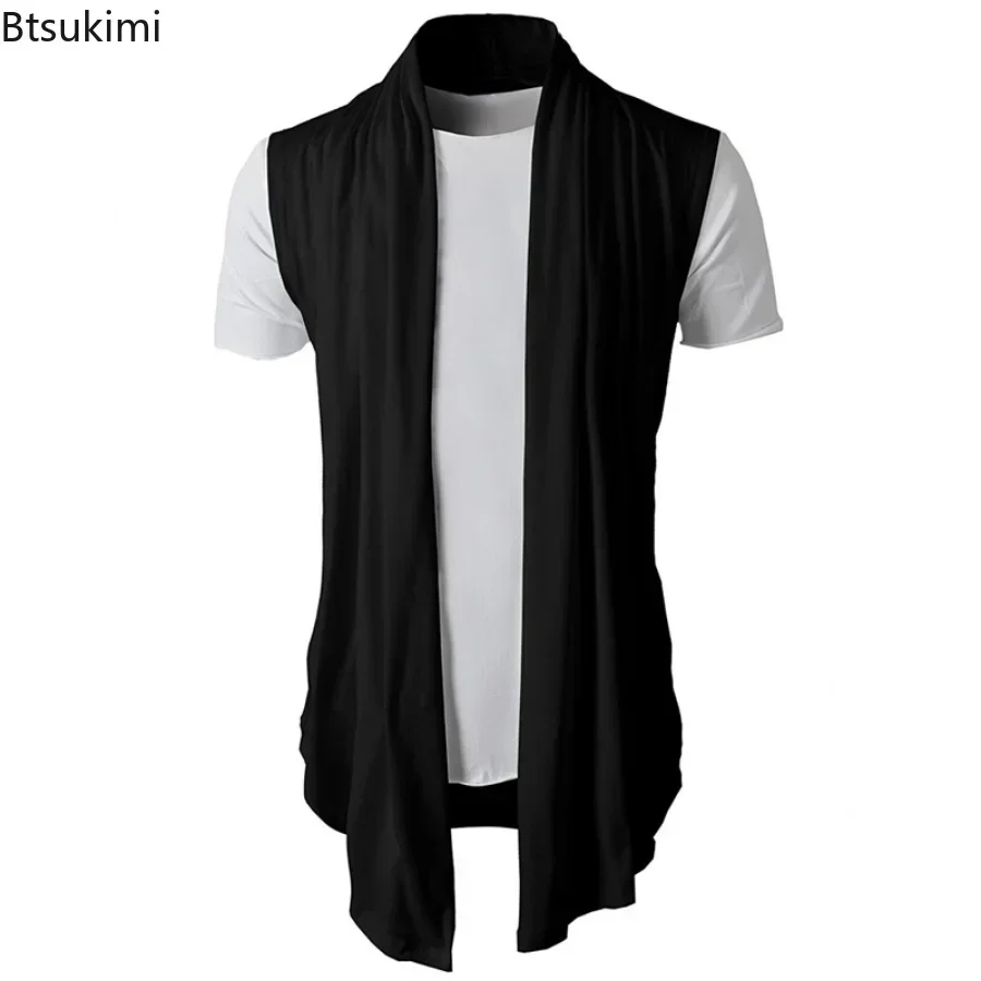 New 2025 Spring Summer Men Sleeveless Jacket Street Fashion Knitted Vest Cardigan Punk Hip Hop Waistcoat for Man Mens Vest Tops