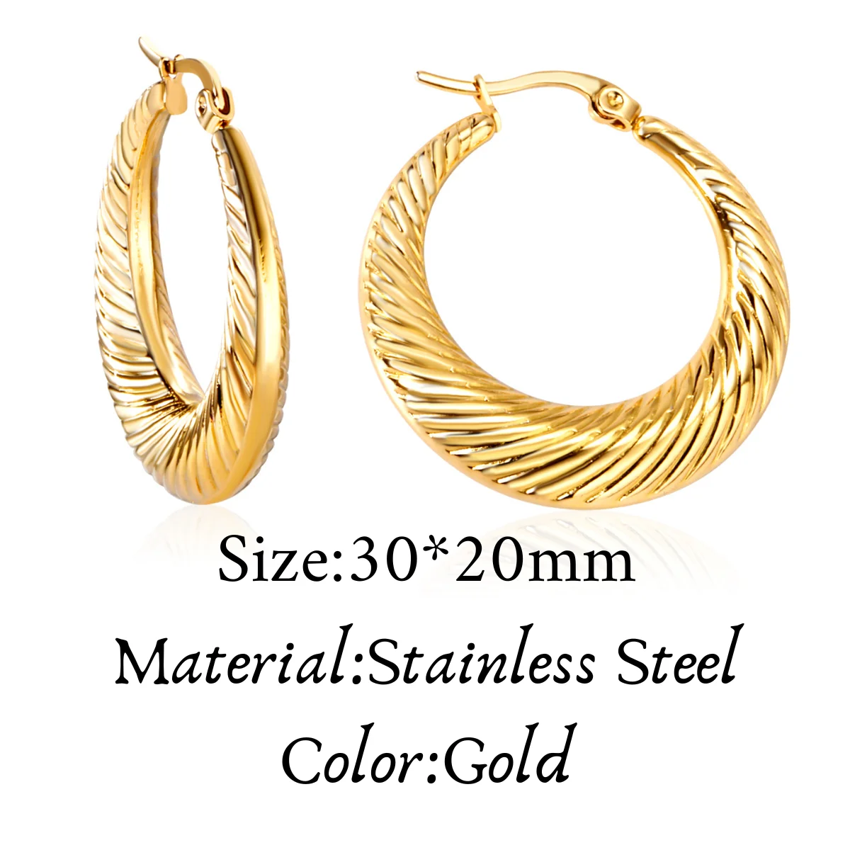 LUXUKISSKIDS Chic 20/30MM Stainless Steel Round Earrings Gold Plated Vintage Hoop Earring Trendy Woman 2023 Luxu aretes Jewellry