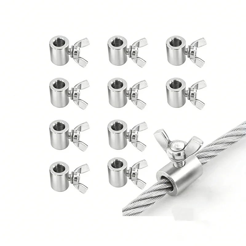 Stainless Steel Handscrew Clamp Steel Cable Head Protector Sleeve Handscrew Locking Clamp Fasteners Buckle Pin Full Size 2-20mm