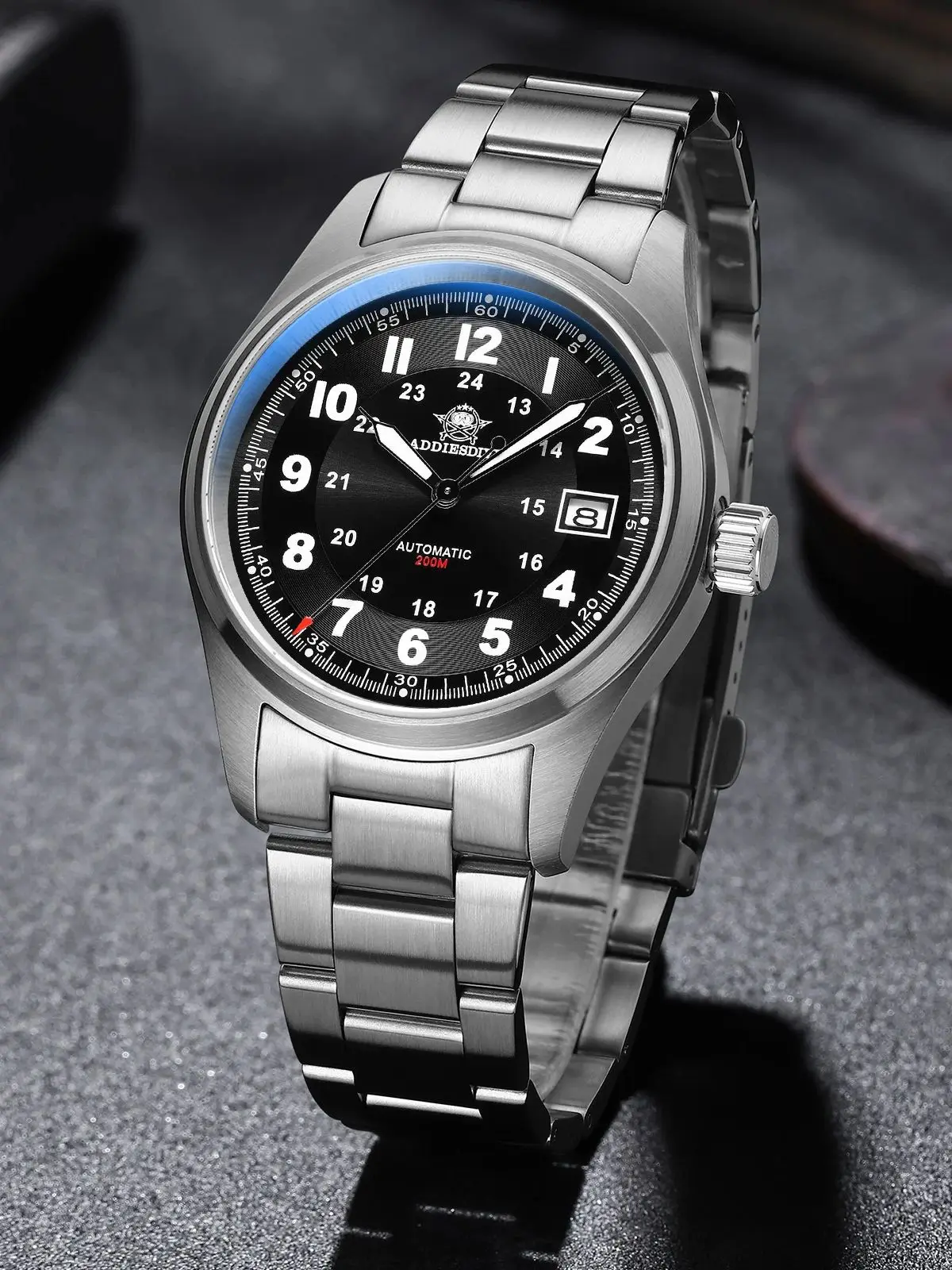Addiesdive Luxueus Heren Automatisch Horloge Nh35a Mechanisch Horloge Saffier Glas 200M Waterdicht Analoog Lichtgevende Horloges Ad2048 - afbeelding 2