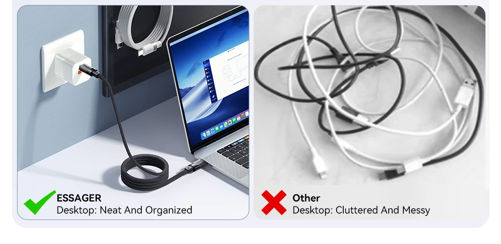 Essager USB C to C 100W Magnetic Fast Charger Cable for iPhone 15 65W Type C to C Data Charging Wire for Laptop Samsung