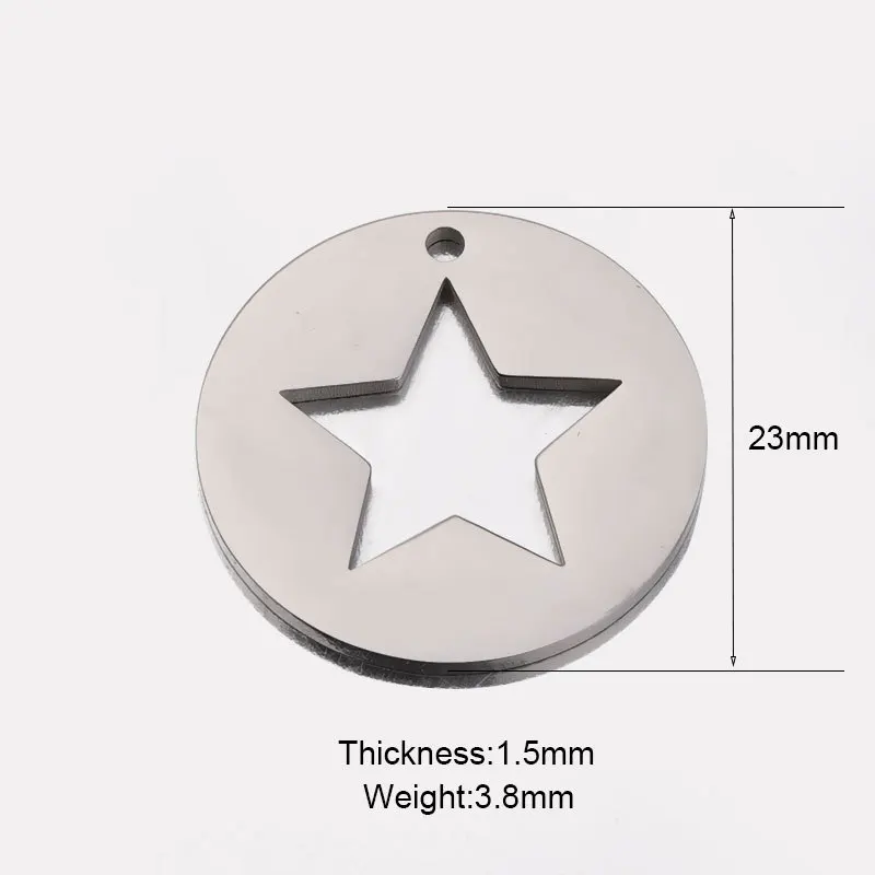 5Pcs 23mm Star Mirror Polish 304 Stainless Steel Charms Pendants Tags Diy Jewelry Findings Accessoires