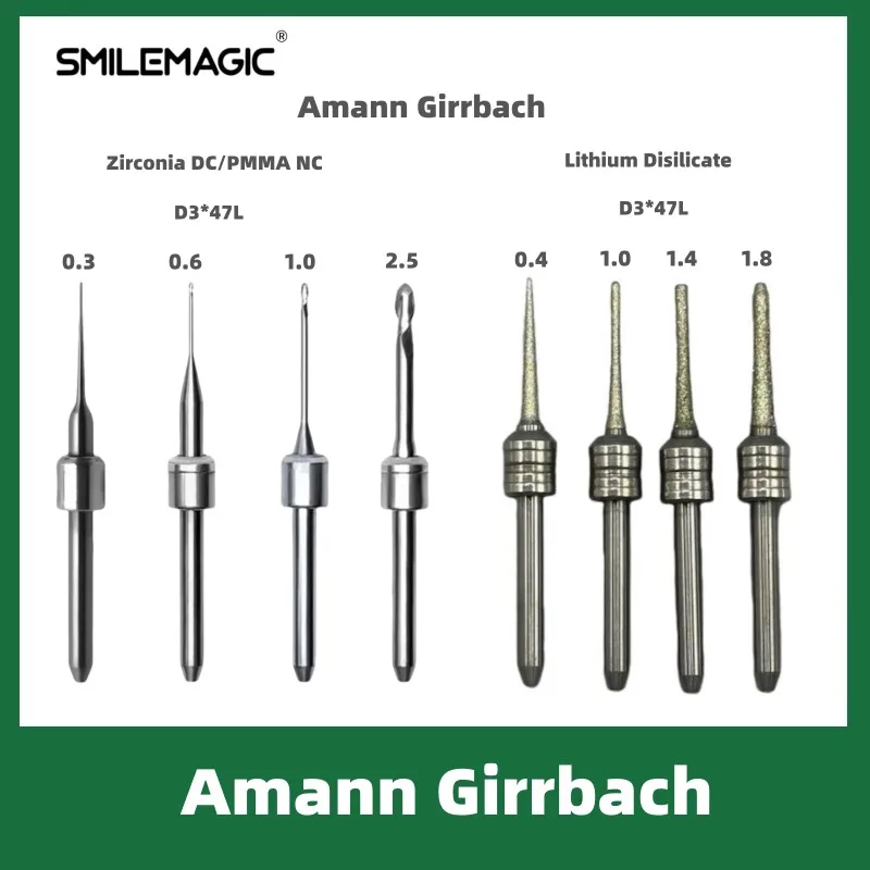 Amann Girrbach Dental Milling Burs D3 for Zirconia PMMA Dental Lab Milling Machine Grinding Material Drill Zirconia Diamond Tool