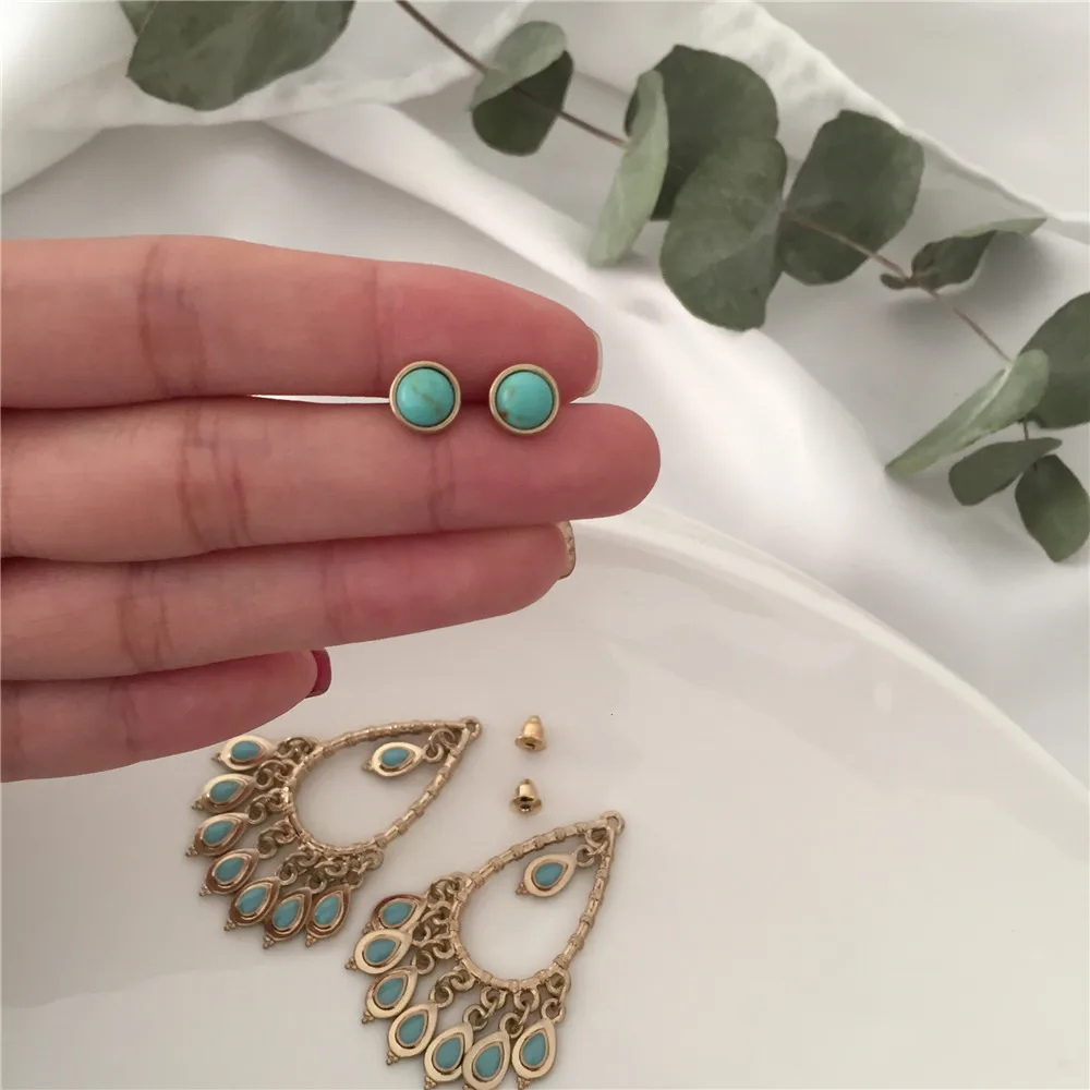 New Ethnic Women Drop Earrings Gold Color Alloy Small Water Drop Shape Enamel Charm Earrings for Women Casual Party Fashion