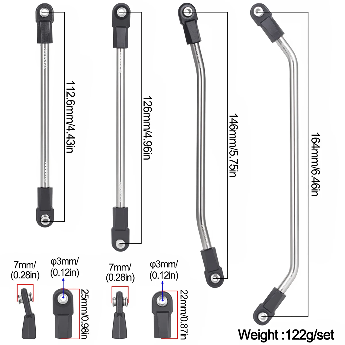 +20mm Titanium Long Links Full Set for Axial Capra 1.9 UTB – High Clearance, Lightweight & Durable 1/10 Crawler Upgrade
