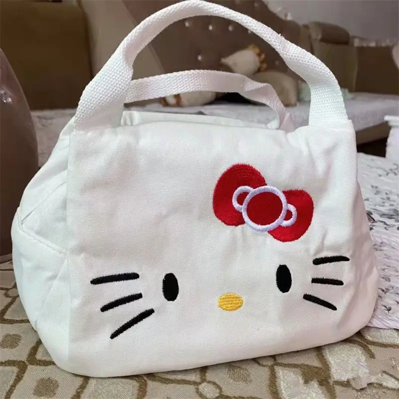 

Hello Kitty Bag High-capacity Embroidery Heat Preservation NEW Handbag Cartoon Fashion Canvas Delicate Simple Cute Storage Bag