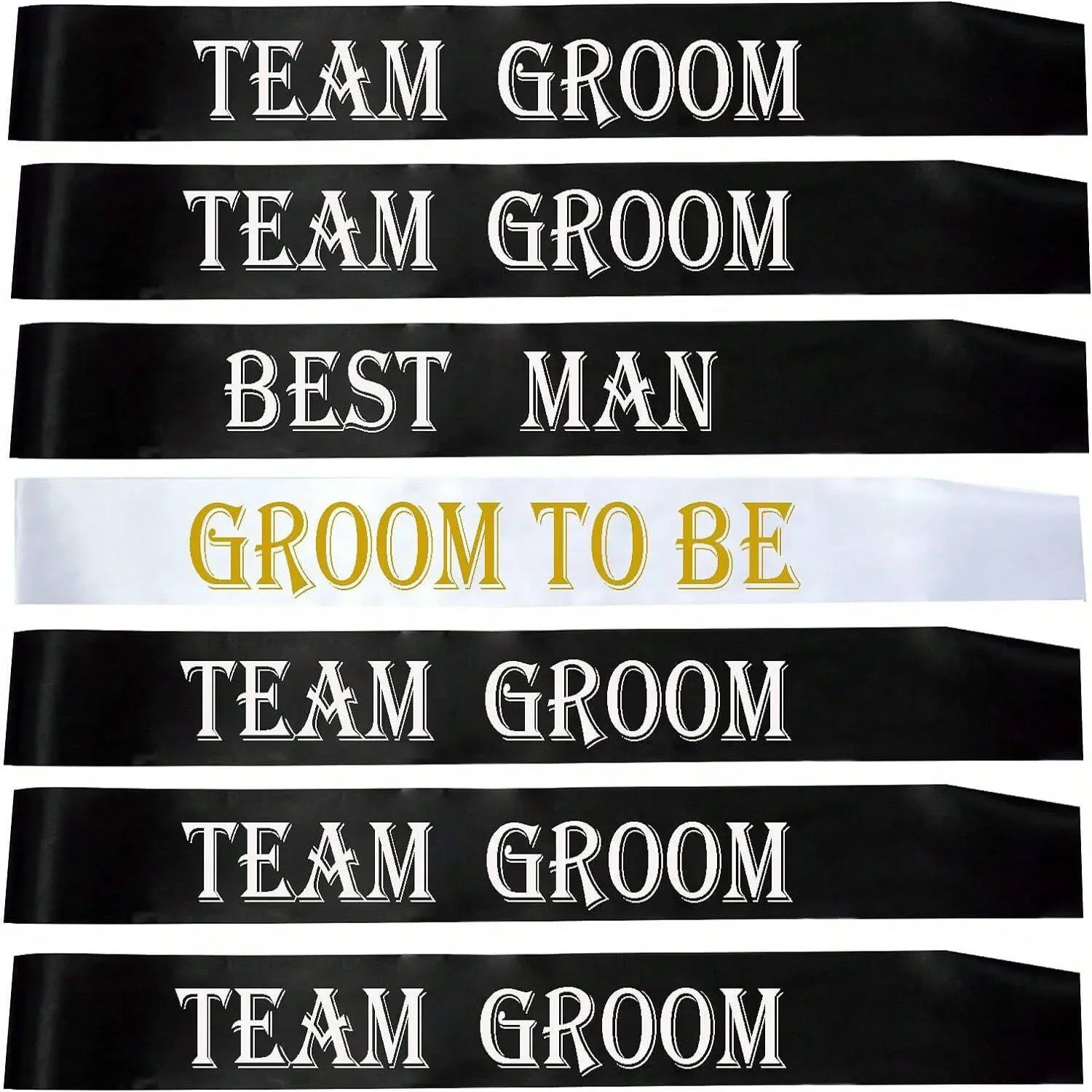 7PCS Bachelorette Sashes Set for Groomsmen, Black Team Groom Sashes for Bachelor Supplies Wedding Party Decorations Favors Gifts view 2