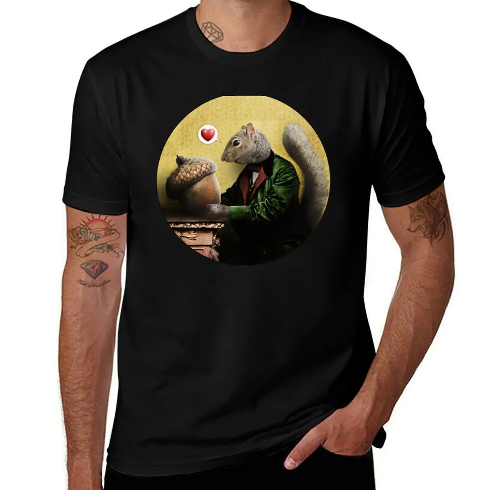 Mr. Squirrel Loves His Acorn T-Shirt Casual Lightweight Short Sleeve Top T-Shirt