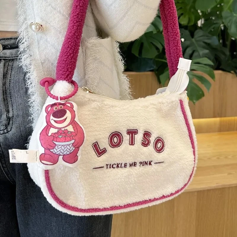 

MBTI Lotso Womens Shoulder Bag Plush Stitch Cartoon Cute Fashion Casual Handbag All-match Lolita Luxury 2024 Female Armpit Bag