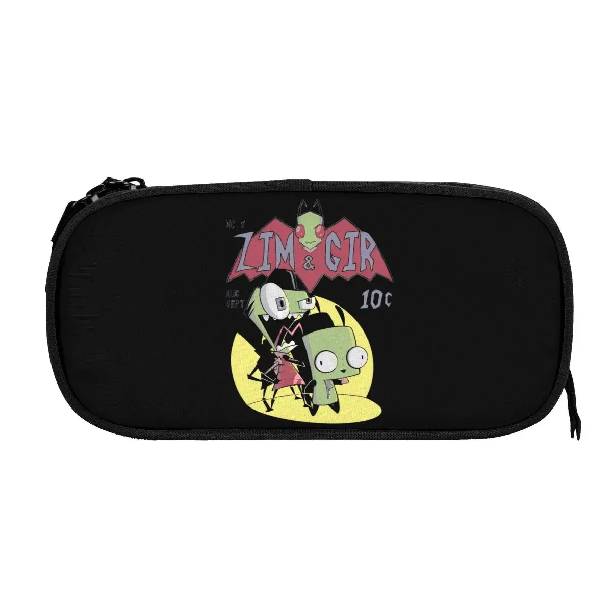 Zim And Gir INVADER ZIM Pencil Case Funny Pen Box Bag Student Large Storage Students School Zipper Pencilcases