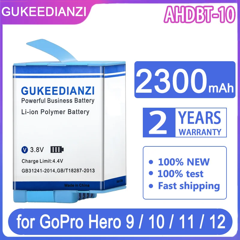 

GUKEEDIANZI Replacement Battery AHDBT-10 2300mAh for GoPro Hero 10 9 11 12 Camera