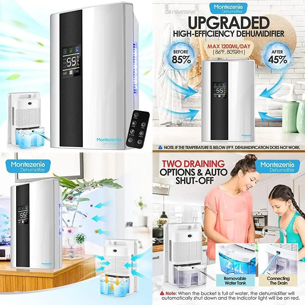 

Efficient Dehumidifiers for Home - 400 Sq. Ft Quiet Dehumidifier with Drain Hose, Control, Auto Shut Off, and 2 Working Modes,