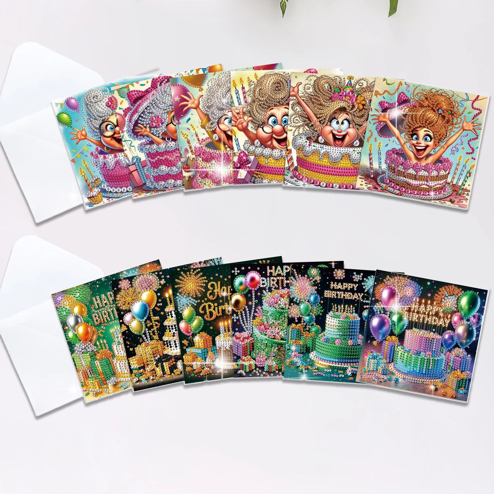 

12Pcs Diamond Art Painting Greeting cards Kits for Adults,Happy birthday Greeting cards Diamond Art card for Creative Decor Gift