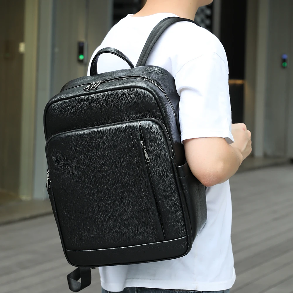 Leather Work Rucksack Mens - WESTAL Men Leather Laptop Backpack Multi