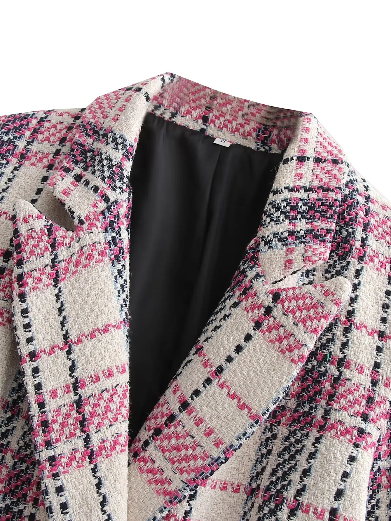 2024 New Women's Textured Color Blocked Plaid Suit Jacket