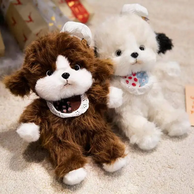 

The latest simulation bib puppy doll Kawaii plush toy figurine cartoon anime cute children's birthday gift doll Halloween