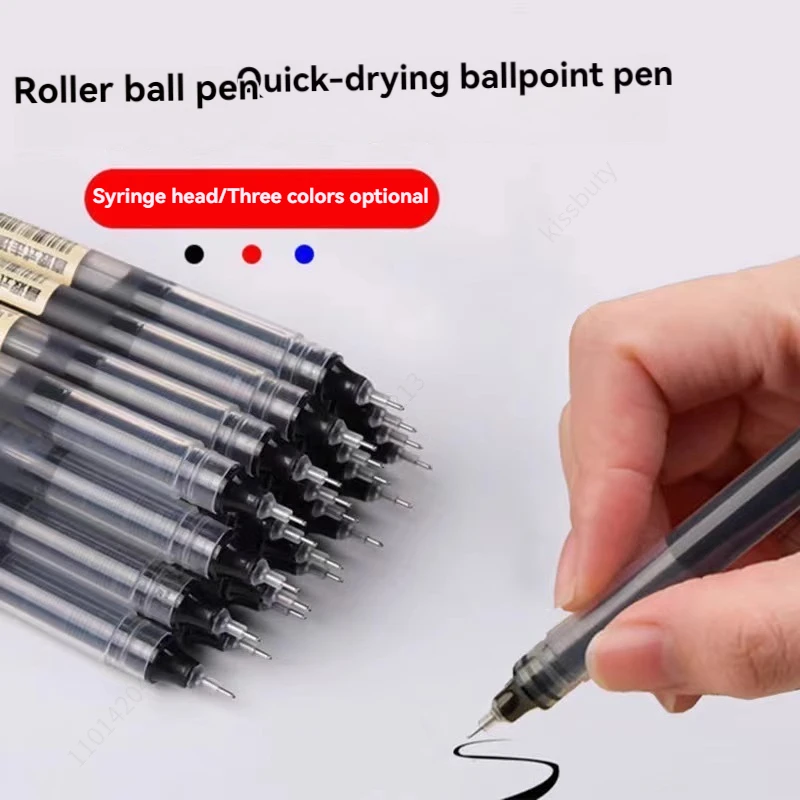 3-100 قطعة مستقيم الكرة السائلة القلم توقيع هلام القلم 0.5 مللي متر الحبر الأسود الأزرق مدرسة مكتب الكرة القلم اللوازم المكتبية المدرسية الكتابة