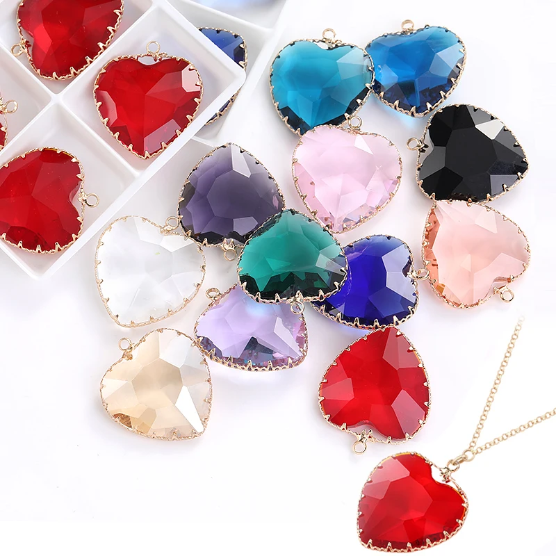 Crystal Heart Necklace Fashion Kpop Shiny Clavicle Chain Charms for Women Girls New Trend Party DIY Gifts Jewelry Pendants