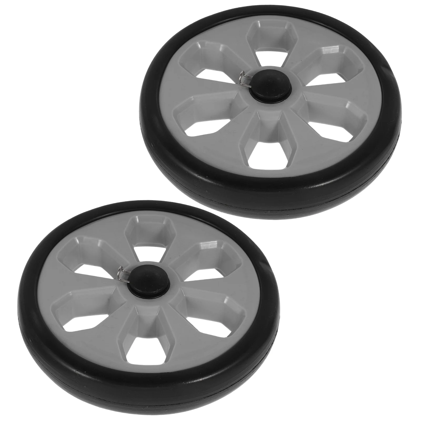 

2 Pcs Shopping Cart Wheels Plastic Single Pulley Rolling Roller Black Metal Utility Parts Elderly