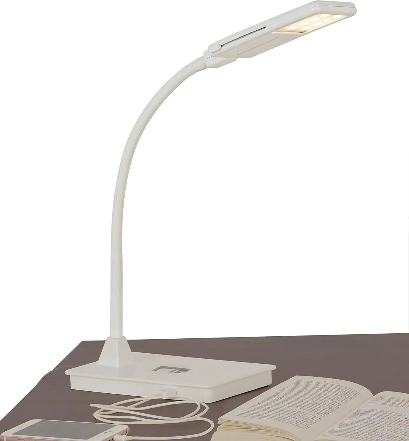 

White LED Table Lamp with Touch Dimmer, USB Port & Travel Bag