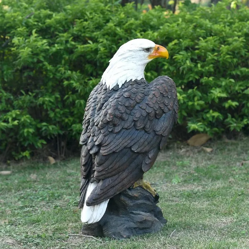 Artificial Art Deco Resin Falcon and Eagle Handmade Outdoor Garden Statue Good Weather Resistance 79x53x109 cm view 2