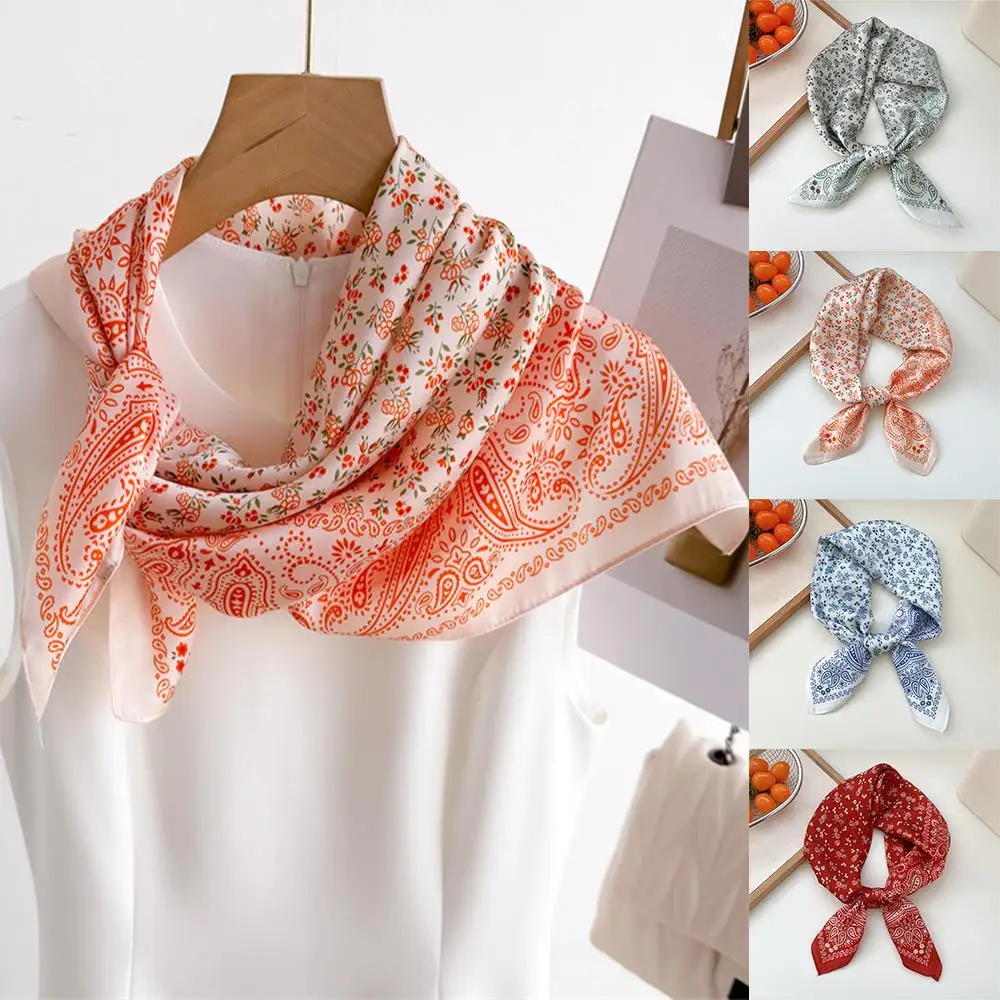 

Sunscreen Neck Cute Square Scarf Sweet Headscarf Windproof Head Wrap Colorful Hair Scarves Small Shawl Satin Head Useful Hijab