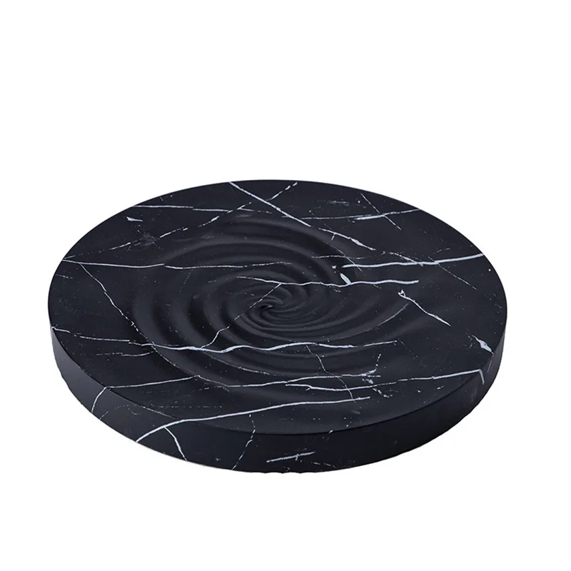 

Simple black resin handicrafts, marble fruit plate, kitchen dining table storage plate ornament, home decoration