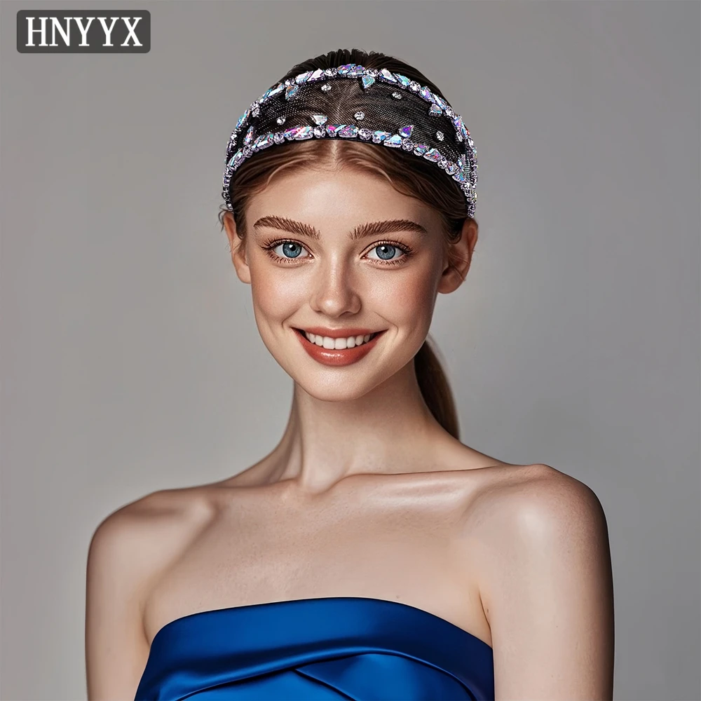 

YouLaPan Exquisite Bridal Wedding Colored Drill Headband Handmade Organza Rhinestone Minimalist Women's Banquet Headwear YXA145
