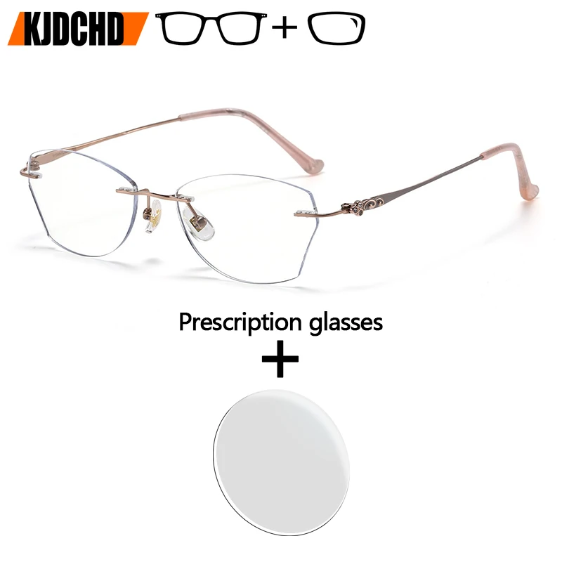 

KJDCHD хорошее качество, женские очки с изображением кота, очки по рецепту, линзы из чистого титана, прогрессивные очки для близорукости, фотохромные