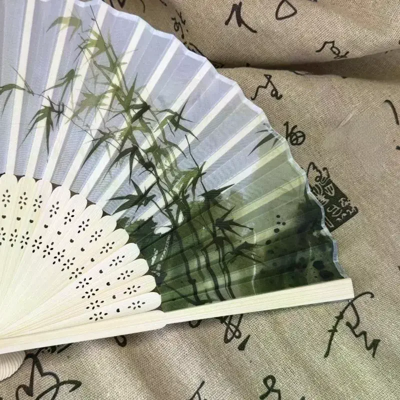 1Pcs Folding Fan Chinese Style Vintage Bamboo Tassel Dancing Hand Art Craft Female Photo Props Home Decor No Break