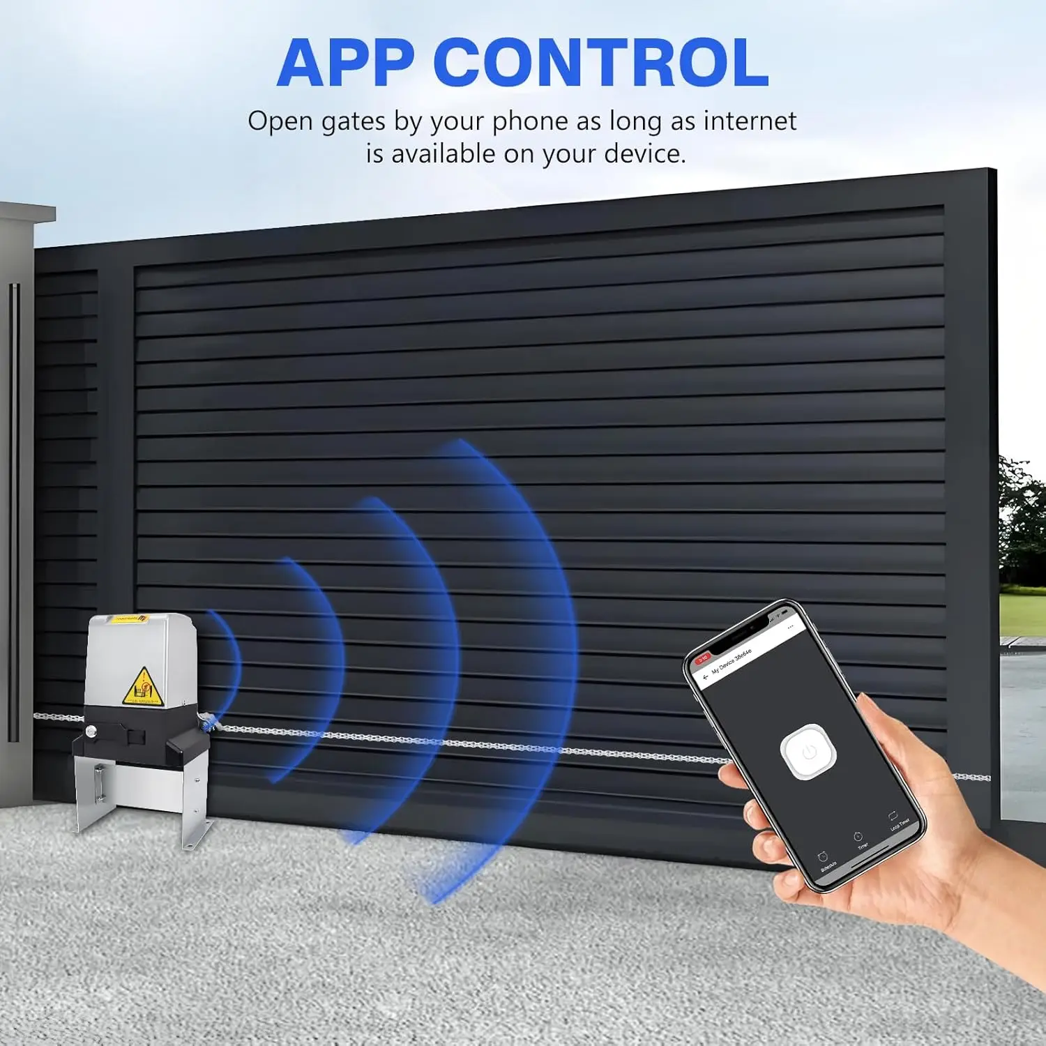 

4400lb Automatic Sliding Gate Opener APP Control with 4 Remotes,750W Electric Sliding Gate Opener Automatic Motor Remote Kit wit