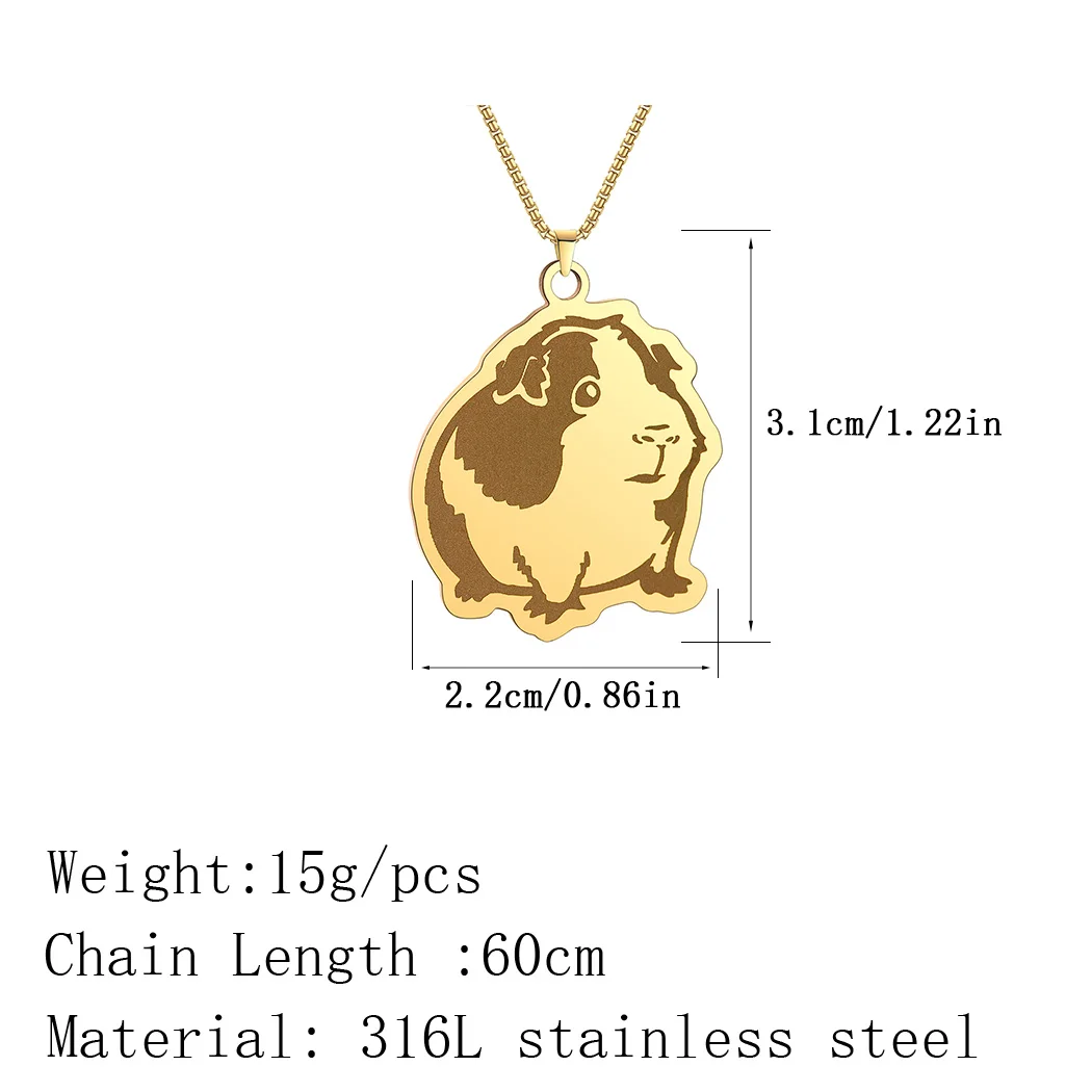 Trendy New Anime Spotted Guinea Pig Rubber Pendant Necklace for Men Women Fashion Stainless Steel Jewelry Supplies Wholesale