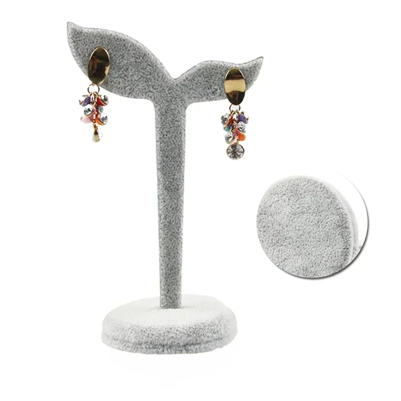 Black/Grey Velvet Earring Display Stand Props Stud Earrings Holder Rack Storage 12cm*7cm