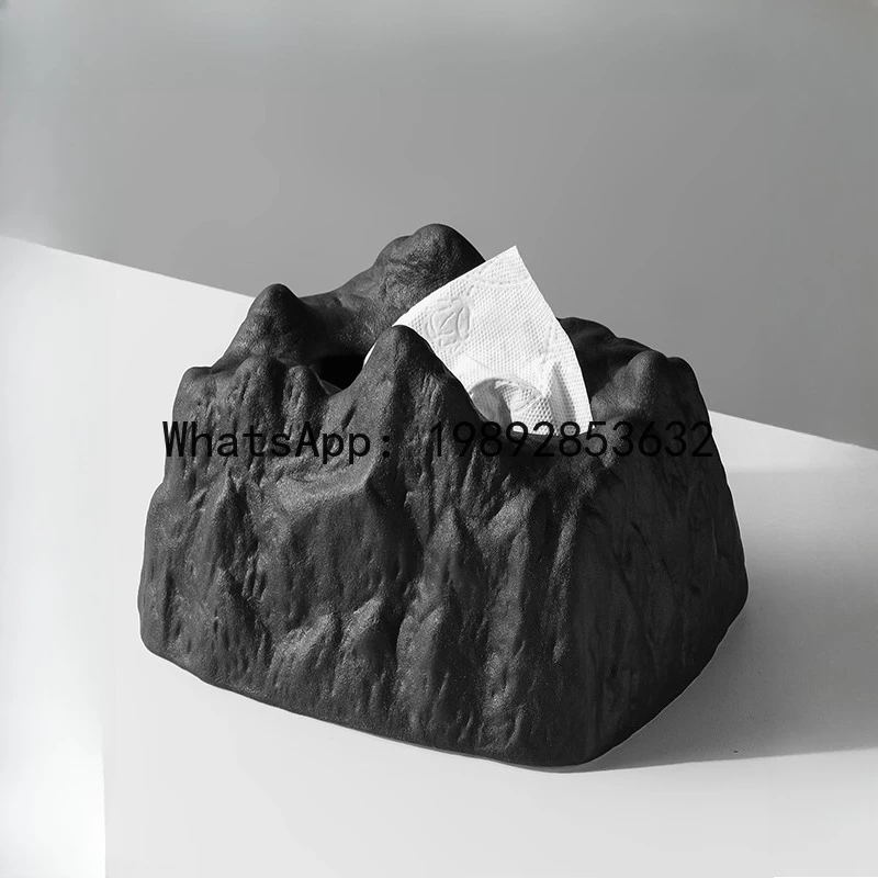 Creative Iceberg Black Tissue Box Rockery Ceramic Tissue Box Napkin Holder Toilet Paper Holder Storage Home Decoraction
