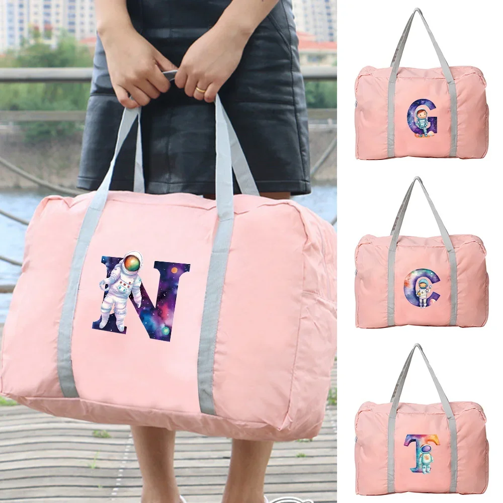 Travel Bags Boston Bag Organizers Large Capacity Weekend Bag Astronaut Letter Pattern Foldable Clothes Storage Carry on Handbags