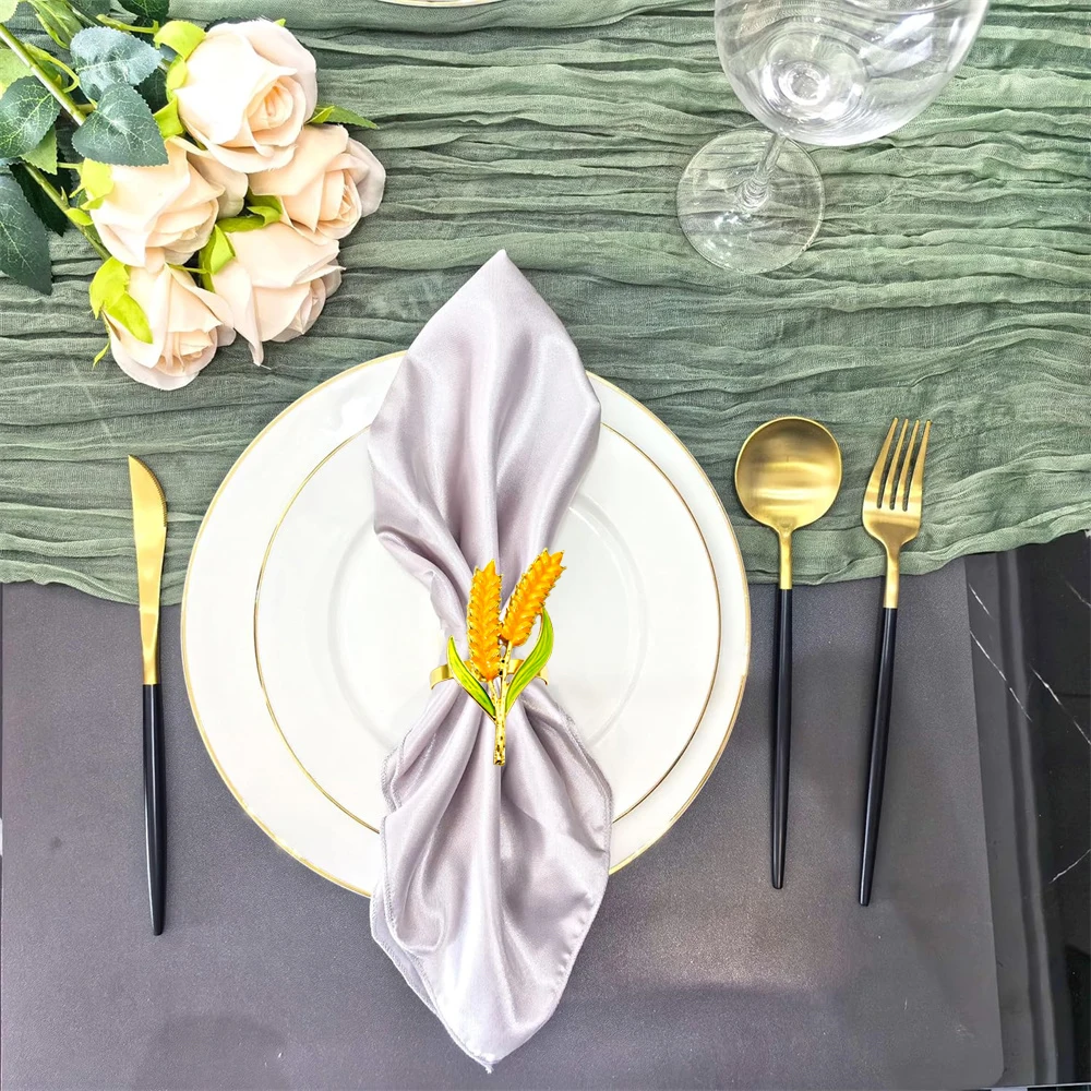 

6 шт., осенний урожай, кольцо для салфеток из пшеницы, держатель для салфеток на День Благодарения, золотые пряжки для салфеток для свадьбы, дома, вечеринки, декор для обеденного стола