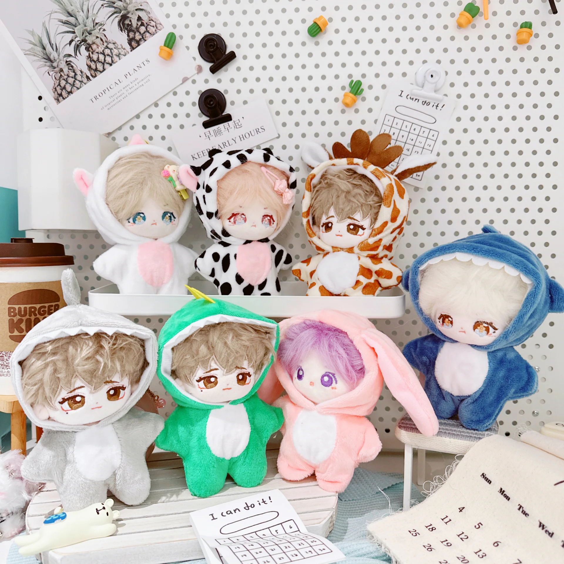 10cm Cute Animals Unicorn Bunny Shark Coat Suit Mini Idol Soft Cotton Doll DIY Clothes Accessory for Girls Fans Collection Gifts