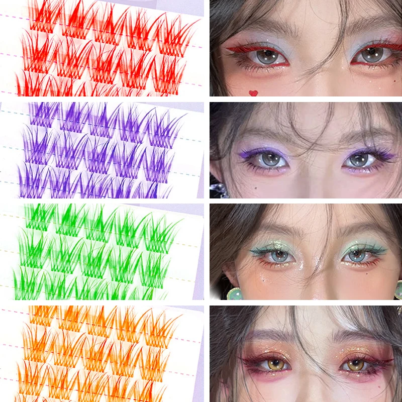 Faux-cils colorés à grappe unique, fournitures d'extension de Cosplay naturelles, outils de maquillage
