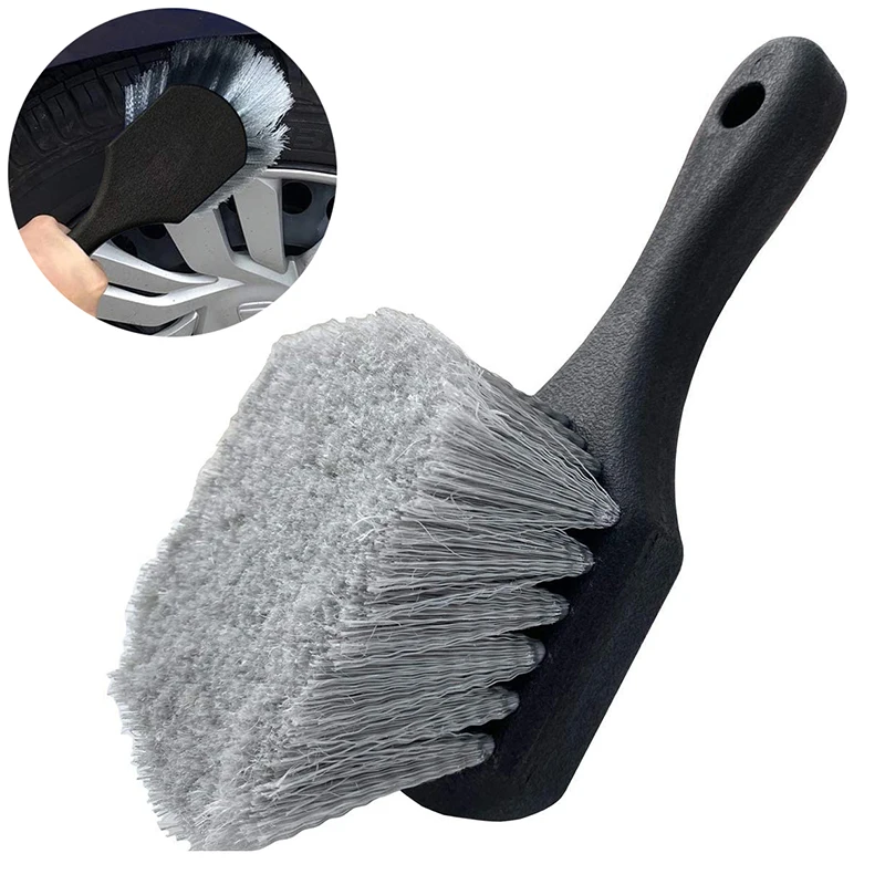 Чистящая Щетка для обода автомобильных шин, серая короткая ручка, чистящие инструменты, автомобильные аксессуары, универсальная щетка для чистки колес и шин