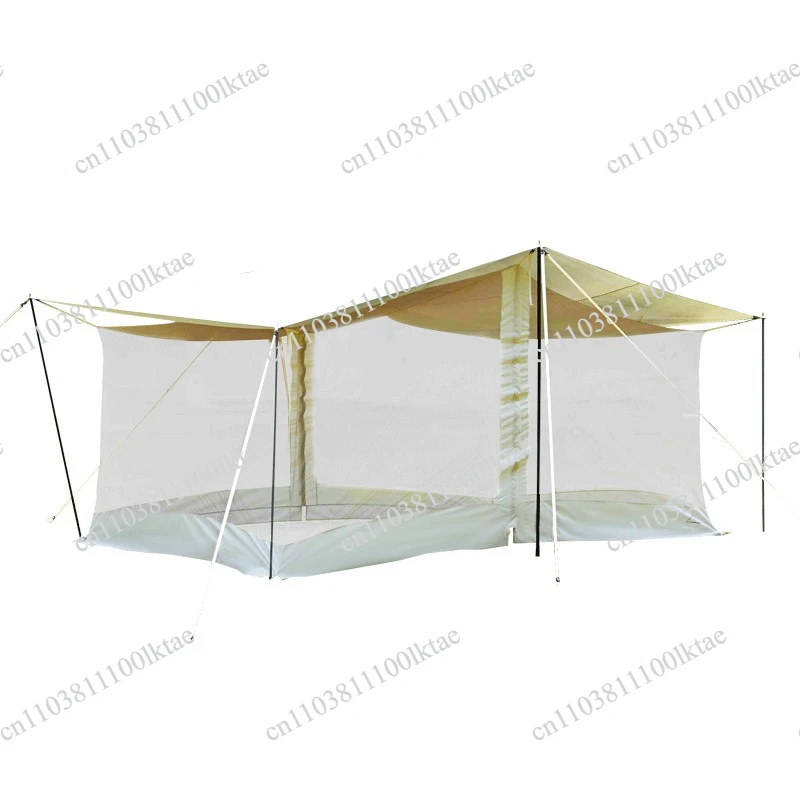 Square Mesh Mosquito Net Canopy Tent Outdoor Summer Camping  Silver-coated Sun Protection Wind Portable Awning