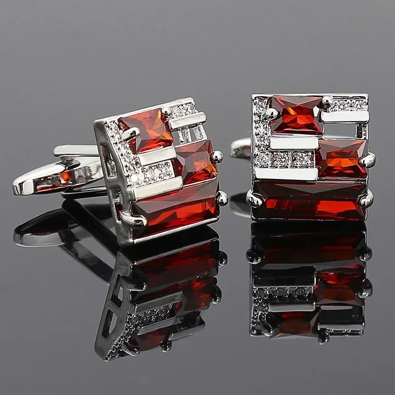 Fashion Hollow Out Crystal Metal Cufflinks Light Luxury French Shirt Cuff Accessories for Men and Women\'s Business Wedding Gifts