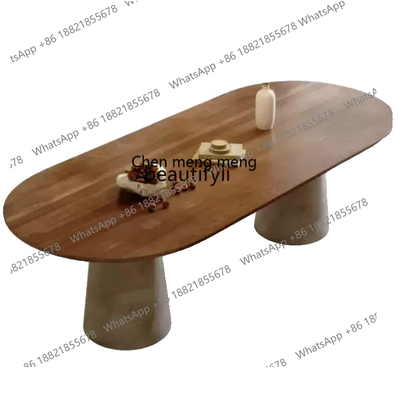 A182 C Solid wood household oval dining table Italian light luxury designer desk