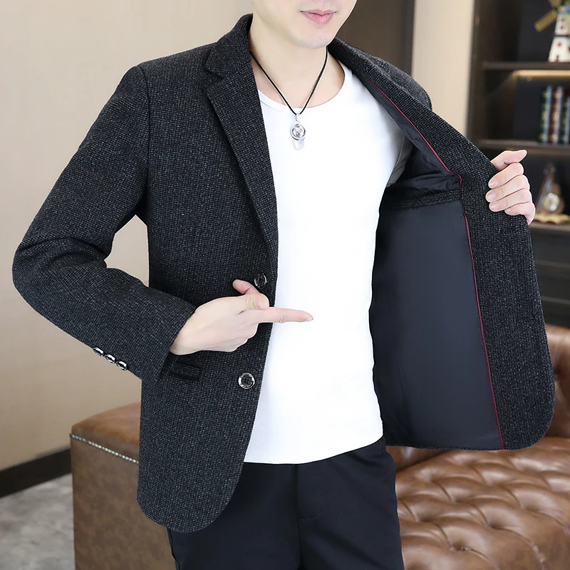 

30% Wool Blazer's New Outdoor Men's Fashion, Sporty and Slimming British Style, Versatile Business Gentleman Wedding Blazer