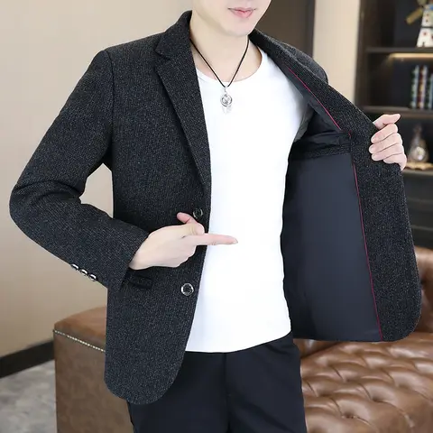 30% Wool Blazer's New Outdoor Men's Fashion, Sporty and Slimming British Style, Versatile Business Gentleman Wedding Blazer
