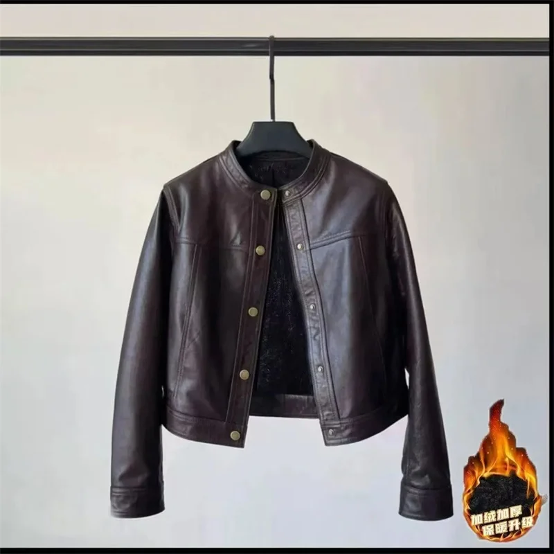 Autumn Femme Stand Collar Faux Leather Outwear Lady Large Size 4XL Leather Tops Coat Korean Women Long Sleeves PU Leather Jacket 2