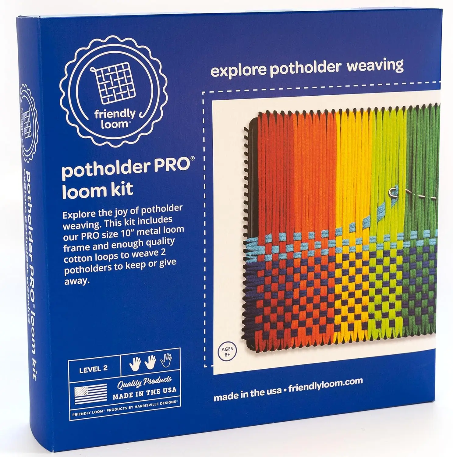 

Набор для плетения кухонных прихваток Friendly Loom Potholder Pro | Прочный металлический ткацкий станок 10x10 дюймов и качественные хлопковые ткацкие петли