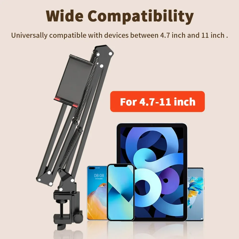 360 ° Rotating Bed Tablet Stand iPad Stand 4.5-11-inch Phone Tablet Stand Bed Tablet Stand with 90cm Metal Arm
