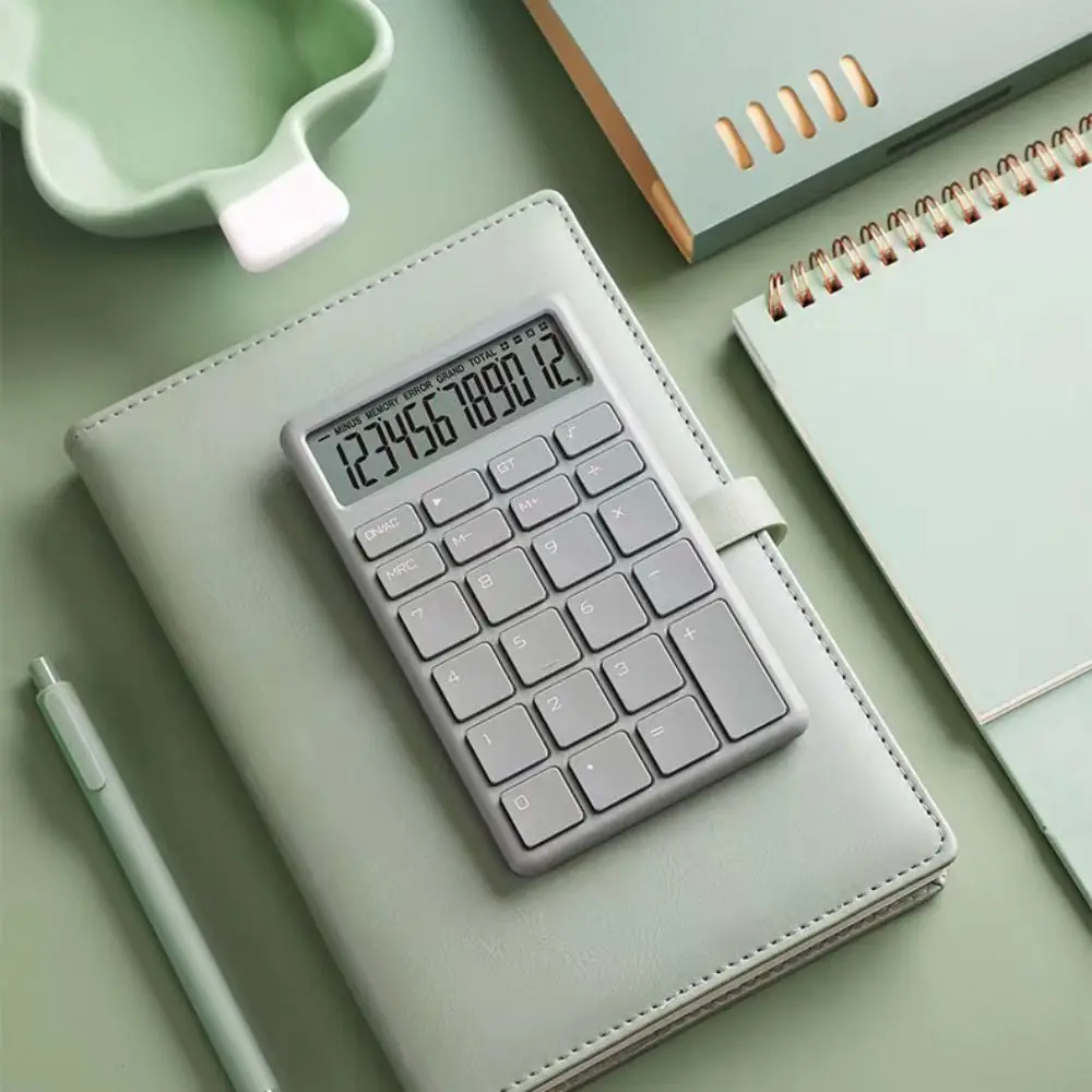 آلة حاسبة الرياضيات المحمولة تصميم بسيط زر حساسية عالية آلة حاسبة إلكترونية 12 رقمًا أداة المحاسبة التجارية