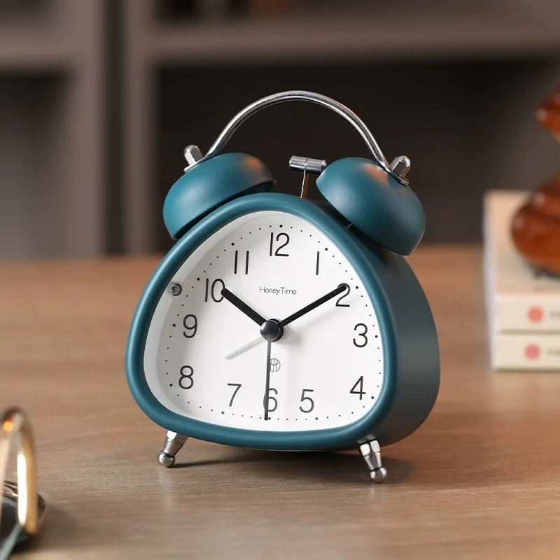 Nordic Anti-fall Desktop Triangle Alarm Clock School Student Children's Wake-up Artifact Desk Alarm Clock Watch Home Decoration
